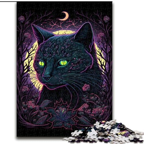 1000-teiliges Puzzle Schwarzlicht-Katzen-Puzzle aus Pappe, mit interaktivem Familienspiel, Kinder ab 14 Jahren, 1000 Teile(26x38cm) von XHAXING
