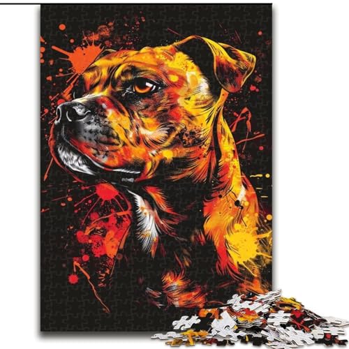 1000-teiliges Puzzle Staffordshire Bull Terrier, aus Pappe, mit interaktivem Familienspiel, Kinder ab 14 Jahren, 1000 Teile(26x38cm) von XHAXING