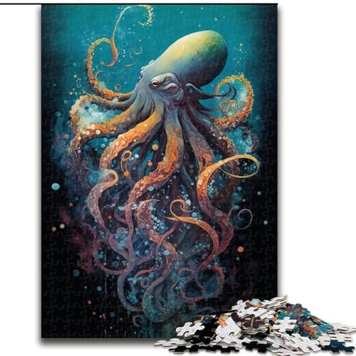 1000-teiliges Puzzle Tiefsee-Oktopus aus Pappe, Geburtstage, Weihnachten, Halloween, Thanksgiving, Ostern, 1000 Teile(26x38cm) von XHAXING