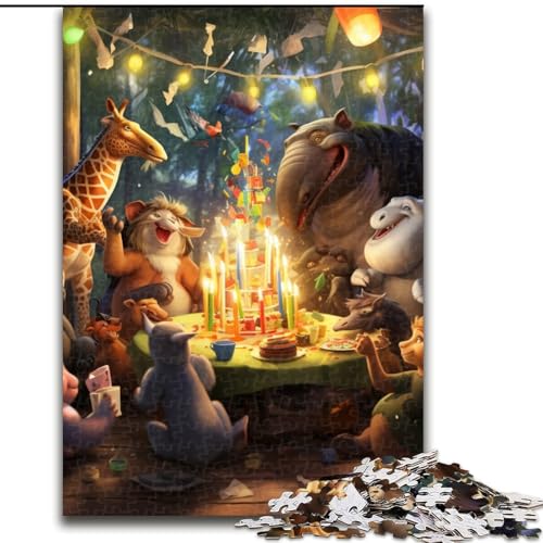 1000-teiliges Puzzle Tierparty-Puzzle aus Pappe, Geburtstage, Weihnachten, Halloween, Erntedankfest, Ostern, 1000 Teile(26x38cm) von XHAXING
