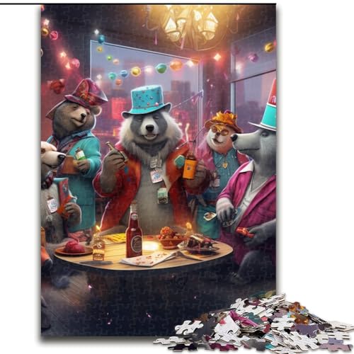 1000-teiliges Puzzle Tierparty-Puzzle aus Pappe, Geburtstage, Weihnachten, Halloween, Erntedankfest, Ostern, 1000 Teile(26x38cm) von XHAXING