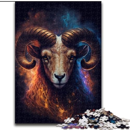 1000-teiliges Puzzle Traumziege aus Holz, entspannende Unterhaltung, Heimdekoration, 1000 Teile(50x75cm) von XHAXING