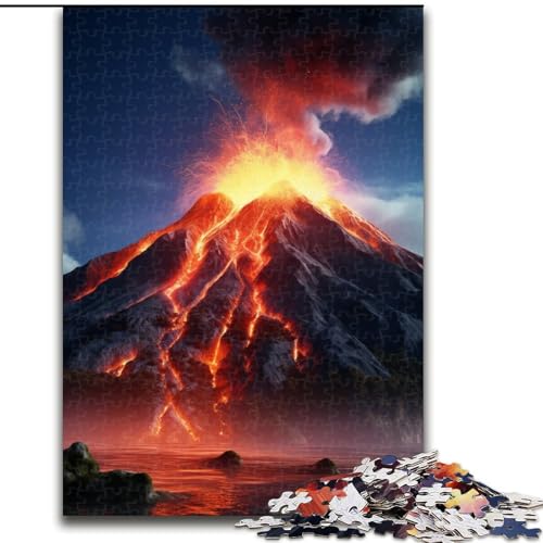 1000-teiliges Puzzle Vulkanausbruch, Puzzle aus Holz, anspruchsvolles DIY-Denkspiel, interaktives Familienspiel, 1000 Teile(50x75cm) von XHAXING