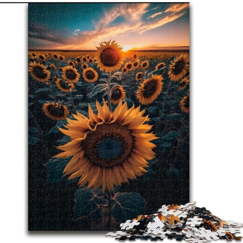 1000-teiliges Puzzle Weltraum-Sonnenblumen-Puzzle aus Holz, mit interaktivem Familienspiel, Kinder ab 14 Jahren, 1000 Teile(50x75cm) von XHAXING