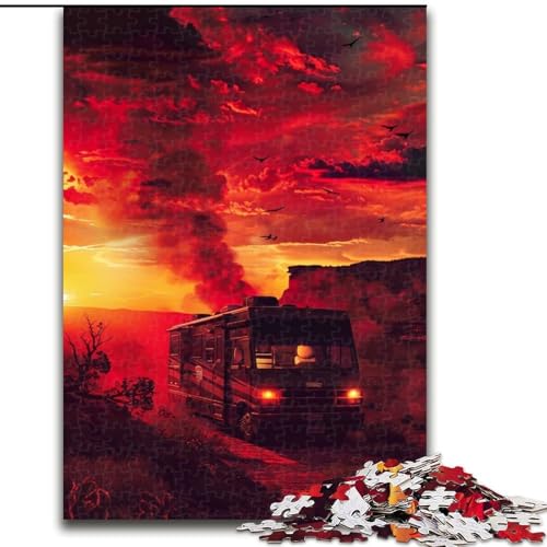 1000-teiliges Puzzle für Erwachsene, Auto bei Sonnenuntergang, Puzzle aus Holz, interaktives Familienspiel, Heimdekoration zum Selbermachen, anspruchsvolles Denksport-Geschenk, 1000 Teile(50x75cm) von XHAXING