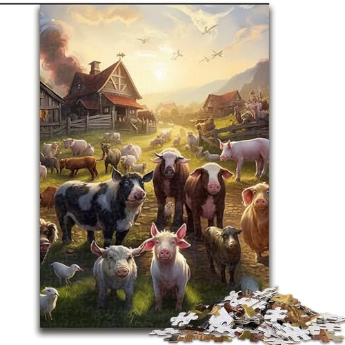 1000-teiliges Puzzle für Erwachsene, Bauernhoftier-Puzzle aus Holz, Spielzeug, Geschenk, pädagogisches, intellektuelles, entspannendes Familienspiel, 1000 Teile(50x75cm) von XHAXING