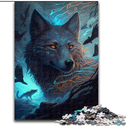 1000-teiliges Puzzle für Erwachsene, Black Lightning Wolf, Puzzle aus Holz, Denkspiel, interaktives Familienspiel, geeignet für Kinder ab 14 Jahren, 1000 Teile(50x75cm) von XHAXING