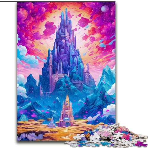 1000-teiliges Puzzle für Erwachsene, Blaue Türme und goldenes Schloss, aus Pappe, ideales Weihnachts- oder Geburtstagsgeschenk, Partyspiel-Spielzeug, 1000 Teile(26x38cm) von XHAXING