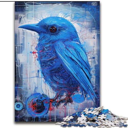 1000-teiliges Puzzle für Erwachsene, Blauer Vogel, aus Pappe, ideales Weihnachts- oder Geburtstagsgeschenk, Partyspiel-Spielzeug, 1000 Teile(26x38cm) von XHAXING