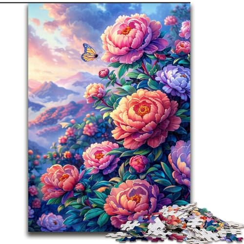 1000-teiliges Puzzle für Erwachsene, Blumen- und Schmetterlingspuzzle aus Holz, interaktives Familienspiel, Denksportgeschenk, Lernspielzeug, 1000 Stück(50x75cm) von XHAXING