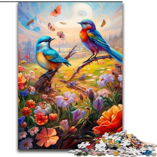 1000-teiliges Puzzle für Erwachsene, Blumen- und Vogel-Puzzle aus Holz, schwieriges Denkspiel für Jugendliche, 1000 Teile(50x75cm) von XHAXING