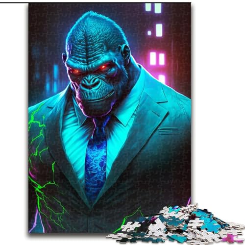 1000-teiliges Puzzle für Erwachsene, Boss-Gorilla im Anzug, Puzzle aus Holz, Denkspiel, interaktives Familienspiel, geeignet für Kinder ab 14 Jahren, 1000 Teile(50x75cm) von XHAXING