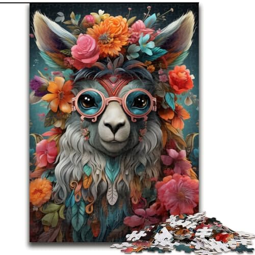 1000-teiliges Puzzle für Erwachsene, Bunte Alpakas, aus Pappe, anspruchsvolles Denkspiel für Jugendliche, 1000 Teile(26x38cm) von XHAXING