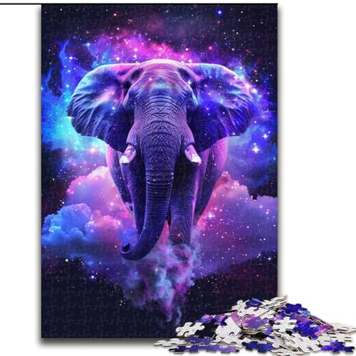 1000-teiliges Puzzle für Erwachsene, Bunte Elefanten im Rauch, aus Pappe, Familie und Freunde, knifflige Herausforderung, 1000 Teile(26x38cm) von XHAXING