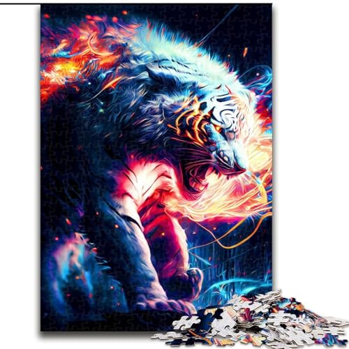 1000-teiliges Puzzle für Erwachsene, Bunte Tiger-Puzzles aus Pappe, Denkspiel, interaktives Familienspiel, geeignet für Kinder ab 14 Jahren, 1000 Teile(26x38cm) von XHAXING