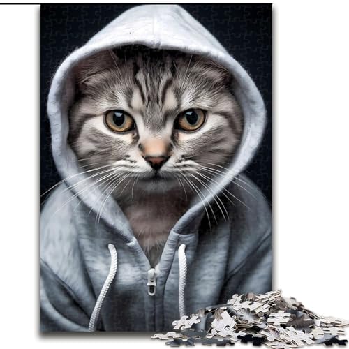 1000-teiliges Puzzle für Erwachsene, Coole Katzen-Puzzles aus Pappe, Denkspiel, interaktives Familienspiel, geeignet für Kinder ab 14 Jahren, 1000 Teile(26x38cm) von XHAXING