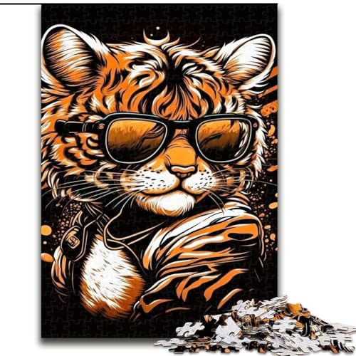 1000-teiliges Puzzle für Erwachsene, Cooles Tigerjunges-Puzzle aus Pappe, Denkspiel, interaktives Familienspiel, geeignet für Kinder ab 14 Jahren, 1000 Teile(26x38cm) von XHAXING