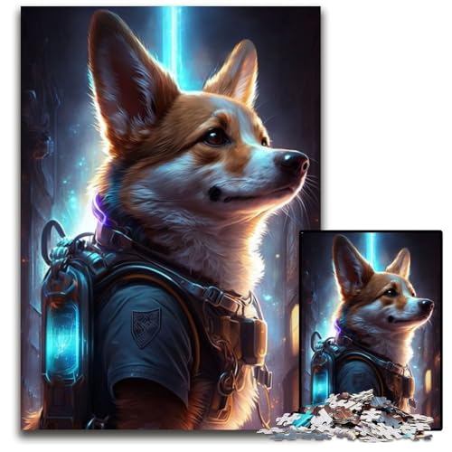 1000-teiliges Puzzle für Erwachsene, Corgi-Hund, Holzpuzzle für Erwachsene und Jugendliche, Familienspieleabend, hirnfordernde Geschenkidee, 50x75cm von XHAXING