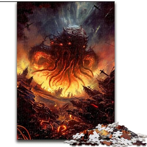 1000-teiliges Puzzle für Erwachsene, Cthulhu-Invasion-Puzzle aus Pappe, ideales Weihnachts- oder Geburtstagsgeschenk, Partyspiel-Spielzeug, 1000 Teile(26x38cm) von XHAXING