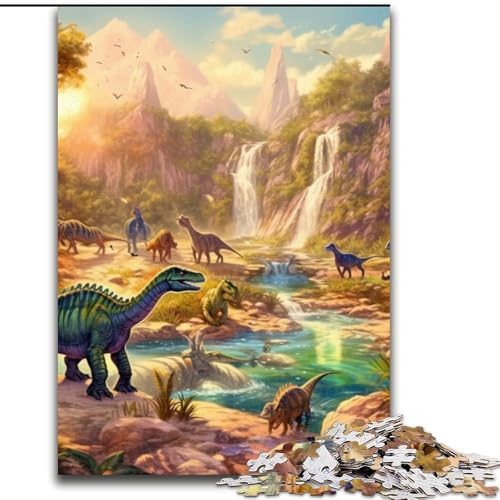 1000-teiliges Puzzle für Erwachsene, Dinosaurier-Welt-Puzzle aus Holz, Spielzeug, Geschenk, pädagogisches, intellektuelles, entspannendes Familienspiel, 1000 Teile(50x75cm) von XHAXING