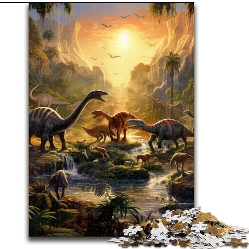 1000-teiliges Puzzle für Erwachsene, Dinosaurier-Welt-Puzzle aus Holz, Spielzeug, Geschenk, pädagogisches, intellektuelles, entspannendes Familienspiel, 1000 Teile(50x75cm) von XHAXING