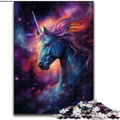 1000-teiliges Puzzle für Erwachsene, Einhornkopf-Malkunst, Puzzle aus Pappe, Spielzeug, Geschenk, pädagogisches intellektuelles Dekomprimierungsspaß-Familienspiel, 1000 Teile(26x38cm) von XHAXING