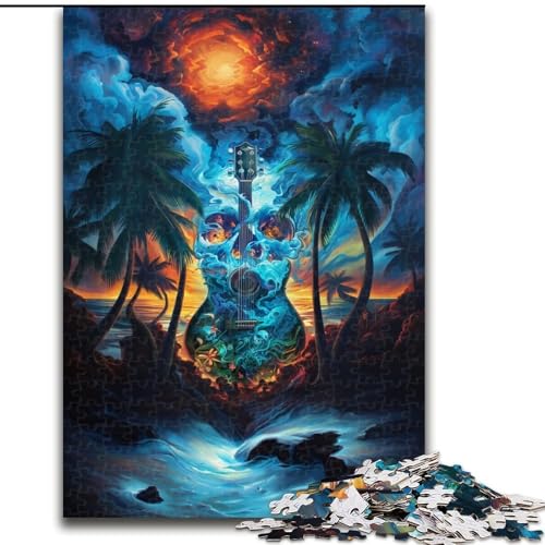 1000-teiliges Puzzle für Erwachsene, Farbgitarren-Puzzle aus Holz, interaktives Familienspiel, Denksportgeschenk, Lernspielzeug, 1000 Stück(50x75cm) von XHAXING