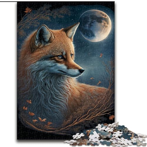 1000-teiliges Puzzle für Erwachsene, Fuchs auf dem Mond, Puzzle aus Holz, interaktives Familienspiel, Denksportgeschenk, Lernspielzeug, 1000 Teile(50x75cm) von XHAXING