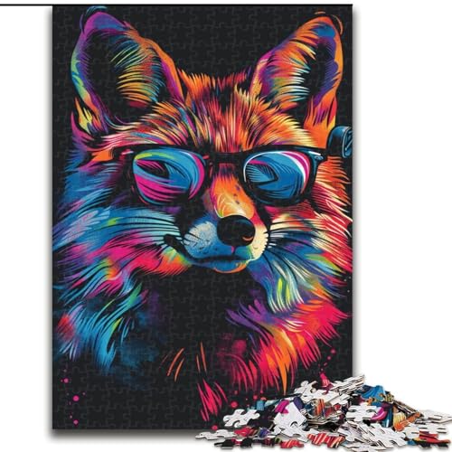 1000-teiliges Puzzle für Erwachsene, Fuchs mit Sonnenbrille, aus Pappe, anspruchsvolles Denkspiel für Teenager, Familienspaß, DIY-Heimdeko-Geschenk, 1000 Teile(26x38cm) von XHAXING
