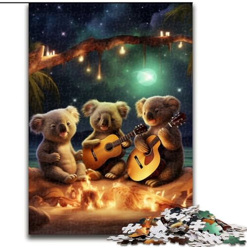 1000-teiliges Puzzle für Erwachsene, Galaxy Koala-Gitarren-Puzzle aus Holz, interaktives Familienspiel, DIY-Heimdekoration, Gehirn-Herausforderung, Geschenk, 1000 Teile(50x75cm) von XHAXING