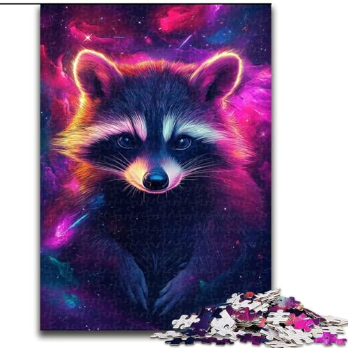 1000-teiliges Puzzle für Erwachsene, Galaxy Raccoon-Puzzle aus Pappe, ideales Weihnachts- oder Geburtstagsgeschenk, Partyspiel-Spielzeug, 1000 Teile(26x38cm) von XHAXING