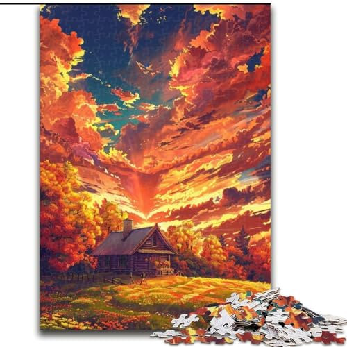 1000-teiliges Puzzle für Erwachsene, Goldener Herbst, aus Holz, interaktives Familienspiel, Heimdekoration zum Selbermachen, anspruchsvolles Denksport-Geschenk, 1000 Teile(50x75cm) von XHAXING