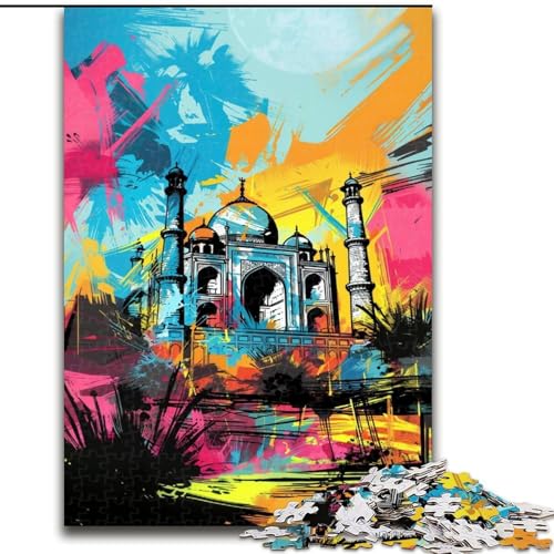 1000-teiliges Puzzle für Erwachsene, Graffiti-Taj-Mahal-Puzzle aus Holz, Spaß für zu Hause, Geburtstagsgeschenk, Reisegeschenke, 1000 Teile(50x75cm) von XHAXING