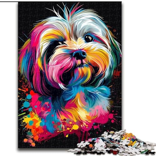 1000-teiliges Puzzle für Erwachsene, Havaneser-Hund, Kunst-Puzzle aus Pappe, farbenfrohe Heimdekoration und interaktives Familienspiel, 1000 Teile(26x38cm) von XHAXING