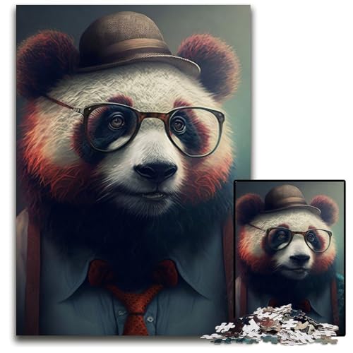1000-teiliges Puzzle für Erwachsene, Hipster-Panda in Kleidung, Puzzles für Erwachsene, für Teenager und Familienspaß – DIY-Denkspiel, Geschenk, 26x38cm 1000-teiliges Puzzle für Erwachsene, Hipster-Panda in Kleidung, Puzzles für Erwachsene, für Teenager und Familienspaß – DIY-Denkspiel, Geschenk, 26x38cm von XHAXING