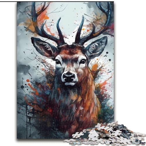 1000-teiliges Puzzle für Erwachsene, Hirsch-Popart-Puzzle aus Pappe, ideales Weihnachts- oder Geburtstagsgeschenk, Partyspiel-Spielzeug, 1000 Teile(26x38cm) von XHAXING