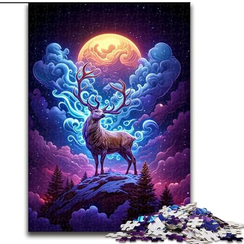 1000-teiliges Puzzle für Erwachsene, Hirsch auf dem Gipfel, aus Pappe, anspruchsvolles Denkspiel für Teenager, unterhaltsames interaktives Spiel für die ganze Familie, 1000 Teile(26x38cm) von XHAXING