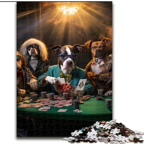 1000-teiliges Puzzle für Erwachsene, Hunde Spielen Poker, Puzzle aus Holz, entspannende Unterhaltung, Heimdekoration, 1000 Teile(50x75cm) von XHAXING