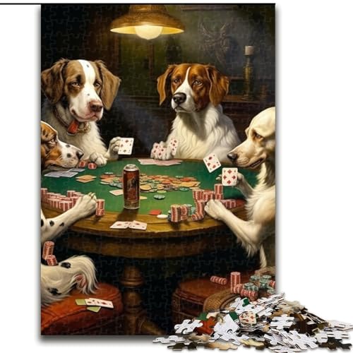 1000-teiliges Puzzle für Erwachsene, Hunde Spielen Poker, Puzzle aus Pappe, entspannende Unterhaltung, Heimdekoration, 1000 Teile(26x38cm) von XHAXING