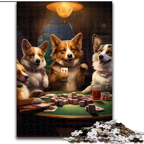 1000-teiliges Puzzle für Erwachsene, Hunde Spielen Poker, Puzzle aus Pappe, entspannende Unterhaltung, Heimdekoration, 1000 Teile(26x38cm) von XHAXING