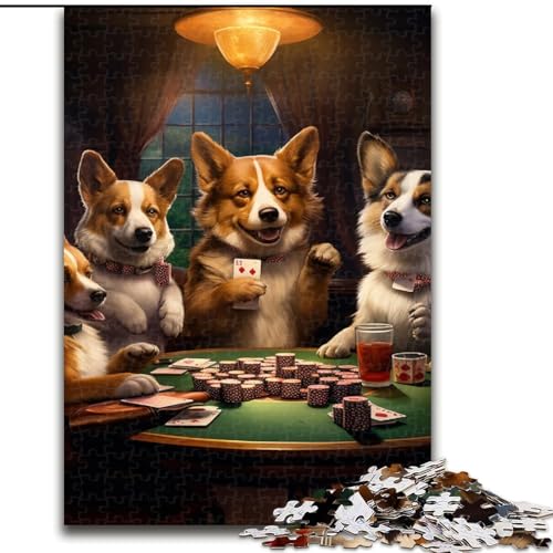 1000-teiliges Puzzle für Erwachsene, Hunde Spielen Poker, Puzzles aus Holz, Familieninteraktion und Gehirnherausforderung, Familienaktivitätsherausforderung, 1000 Teile(50x75cm) von XHAXING