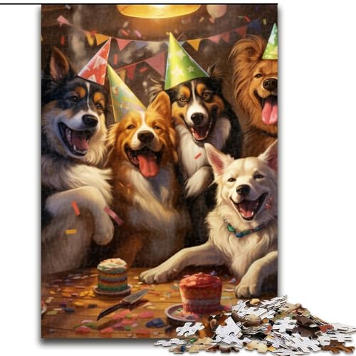 1000-teiliges Puzzle für Erwachsene, Hundeparty-Puzzle aus Holz, interaktives Familienspiel, Denksportgeschenk, Lernspielzeug, 1000 Teile(50x75cm) von XHAXING