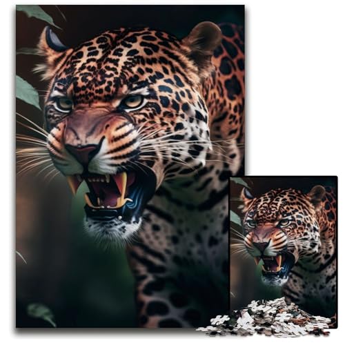 1000-teiliges Puzzle für Erwachsene, Jaguar-Holzpuzzle für Erwachsene für Teenager, Familienspieleabend, hirnfordernde Geschenkidee, 26 x 38 cm von XHAXING