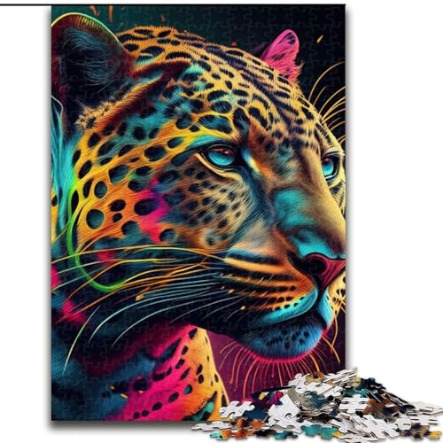 1000-teiliges Puzzle für Erwachsene, Jaguar-Pop-Art-Tiergesicht-Puzzle aus Holz, ideales Urlaubs- oder Geburtstagsgeschenk, Partyspiel-Spielzeug, 1000 Teile(50x75cm) von XHAXING