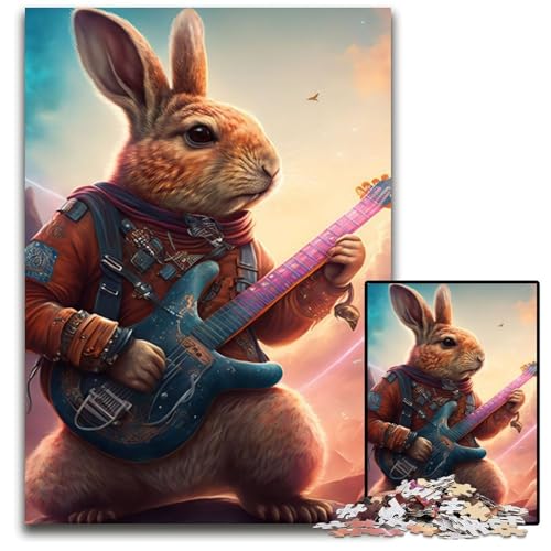 1000-teiliges Puzzle für Erwachsene, Kaninchen, Gitarre, Tier, 14 Puzzles für Erwachsene, für Teenager und Familienspaß – DIY-Denkspiel, Geschenk, 26x38cm 1000-teiliges Puzzle für Erwachsene, Kaninchen, Gitarre, Tier, 14 Puzzles für Erwachsene, für Teenager und Familienspaß – DIY-Denkspiel, Geschenk, 26x38cm von XHAXING