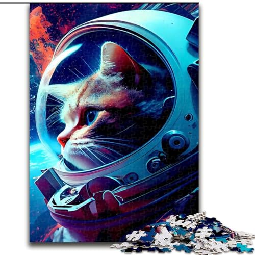 1000-teiliges Puzzle für Erwachsene, Katzen-Astronauten-Puzzle aus Pappe, ideales Weihnachts- oder Geburtstagsgeschenk, Partyspiel-Spielzeug, 1000 Teile(26x38cm) von XHAXING