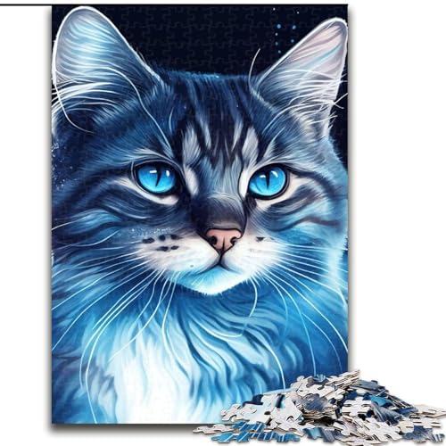 1000-teiliges Puzzle für Erwachsene, Katzen-Pop-Art-Tiergesicht-Puzzle aus Holz, Denkspiel, interaktives Familienspiel, geeignet für Kinder ab 14 Jahren, 1000 Stück(50x75cm) von XHAXING