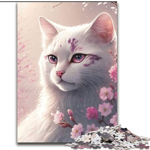 1000-teiliges Puzzle für Erwachsene, Katzen- und Blumen-Puzzle aus Holz, für Geburtstags-, Urlaubs-, Weihnachts, 1000 Teile(50x75cm) von XHAXING