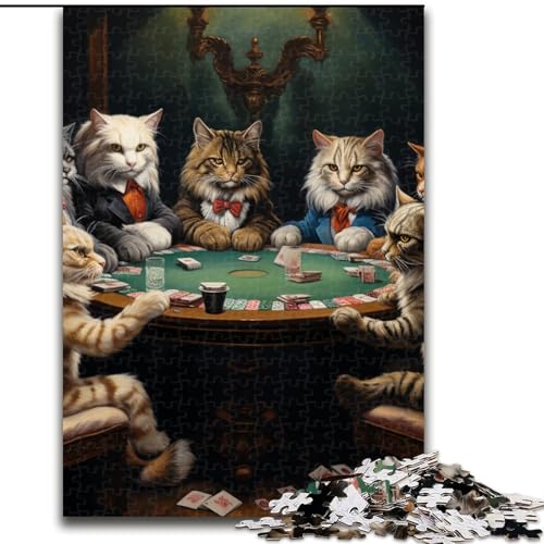 1000-teiliges Puzzle für Erwachsene, Katzenspiel-Poker-Puzzle aus Pappe, Denksportspiel, interaktives Familienspiel, geeignet für Kinder ab 14 Jahren, 1000 Teile(26x38cm) von XHAXING