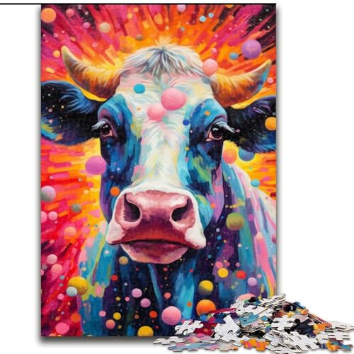 1000-teiliges Puzzle für Erwachsene, Kuh mit dem Kreis, Puzzle aus Pappe, Familienaktivität, Heimdekoration zum Selbermachen, 1000 Teile(26x38cm) von XHAXING